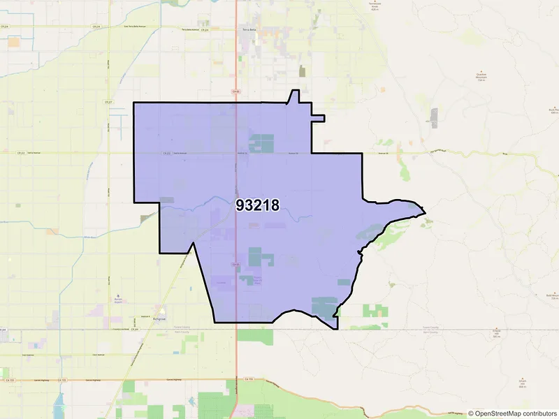 Map of Ducor, California and ZIP codes