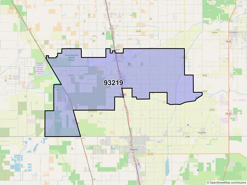 Map of ZIP Code 93219 — Earlimart, CA