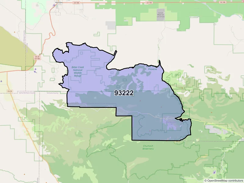 Map of Pine Mountain Club, California and ZIP codes
