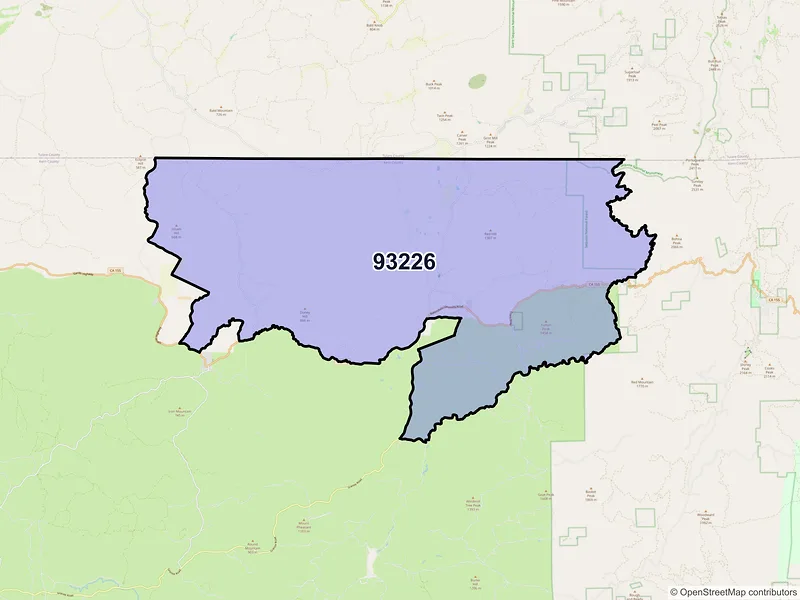 Map of Glennville, California and ZIP codes