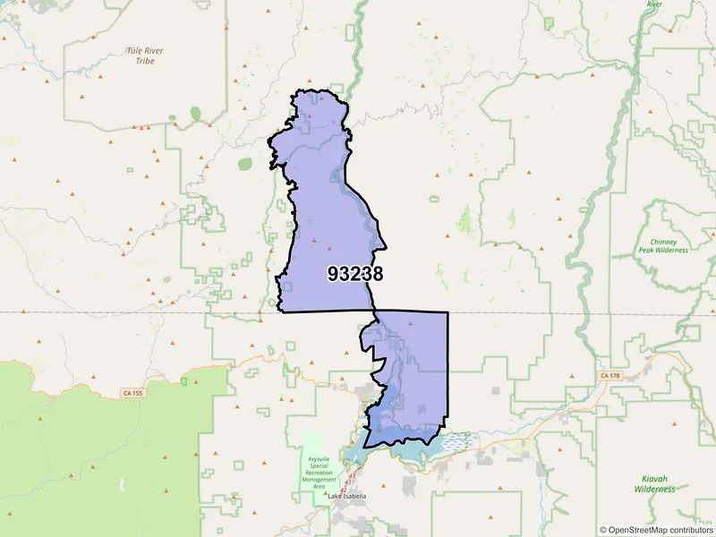 Map of ZIP Code 93238 — Kernville, CA