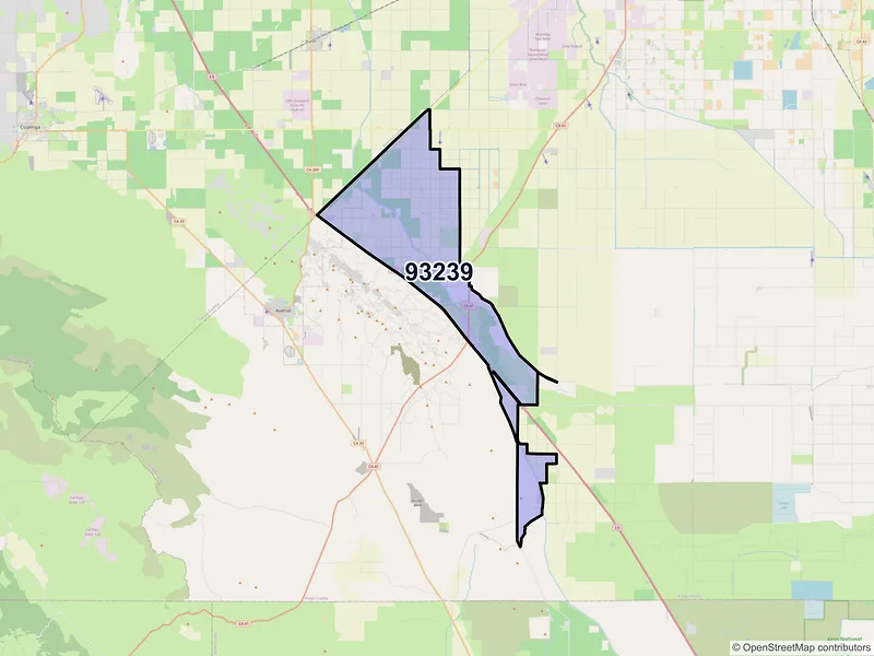 Map of ZIP Code 93239 — Kettleman City, CA