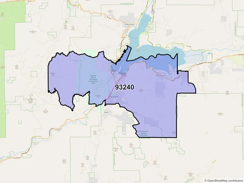 Map of ZIP Code 93240 — Lake Isabella, CA