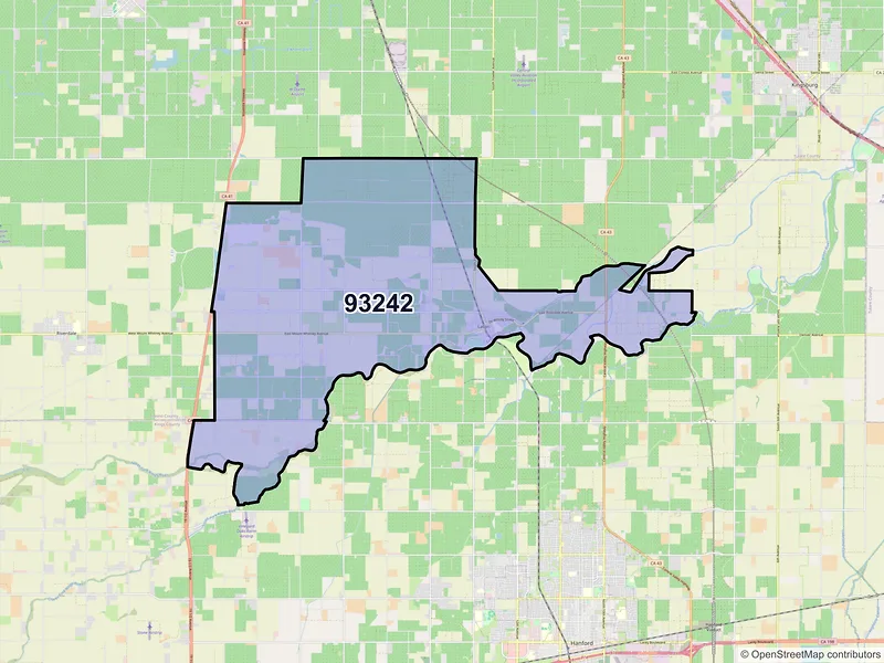 Map of ZIP Code 93242 — Laton, CA