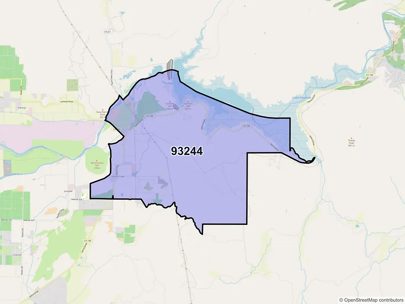 Map of ZIP Code 93244 — Lemon Cove, CA