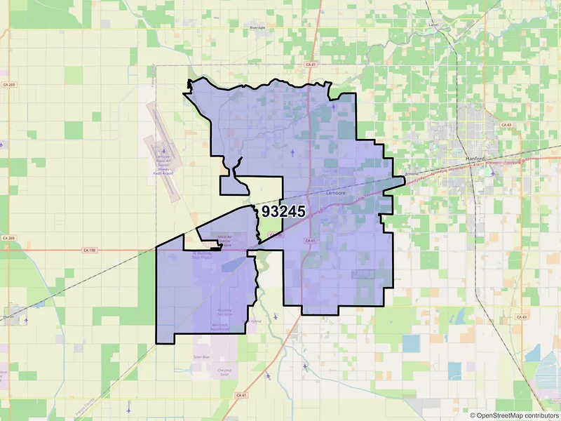 Map of ZIP Code 93245 — Lemoore, CA