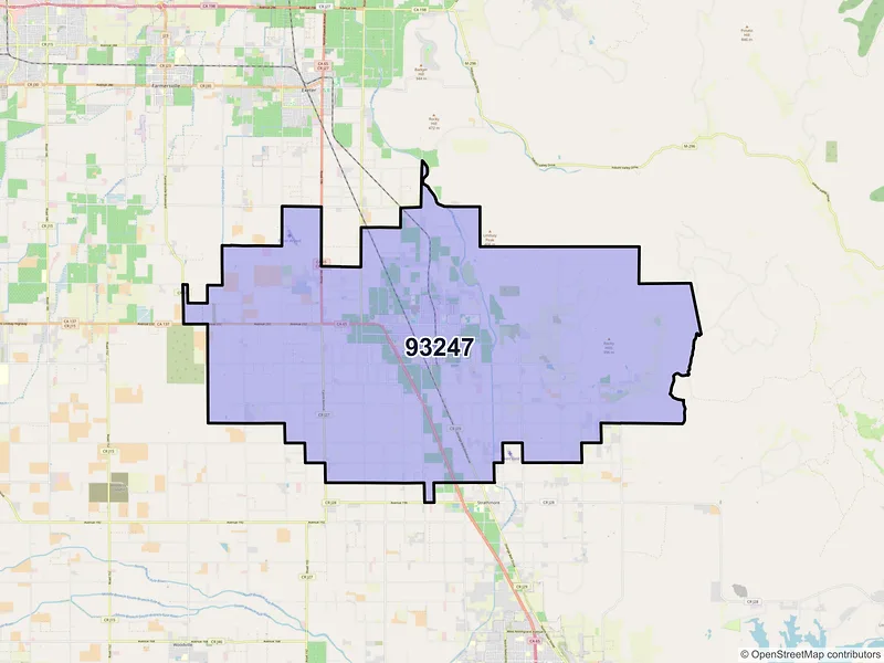 Map of ZIP Code 93247 — Lindsay, CA