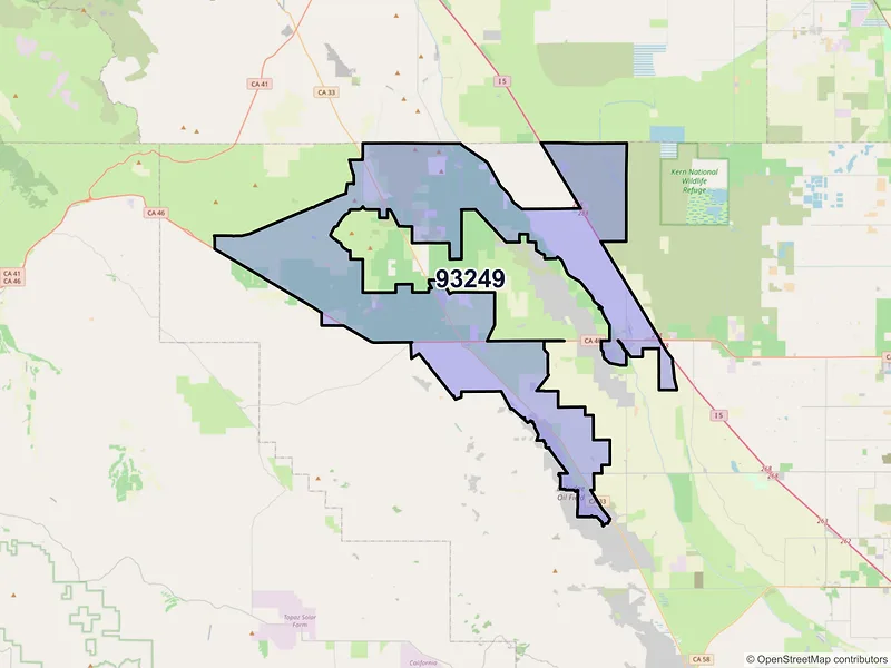 Map of ZIP Code 93249 — Lost Hills, CA
