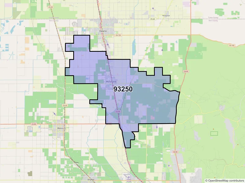 Map of ZIP Code 93250 — Mc Farland, CA