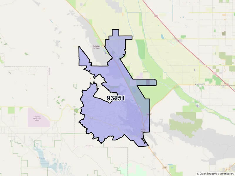 Map of ZIP Code 93251 — Mc Kittrick, CA
