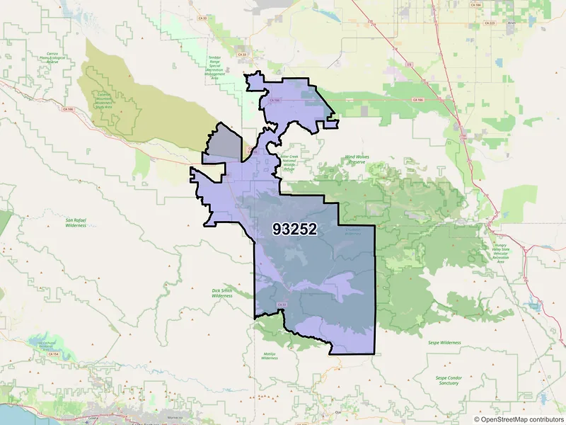 Map of ZIP Code 93252 — Maricopa, CA