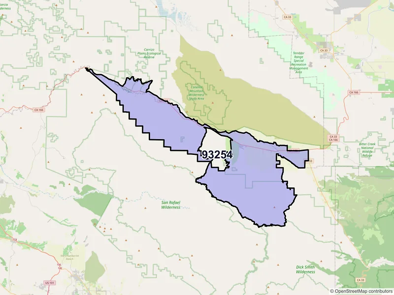 Map of ZIP Code 93254 — New Cuyama, CA