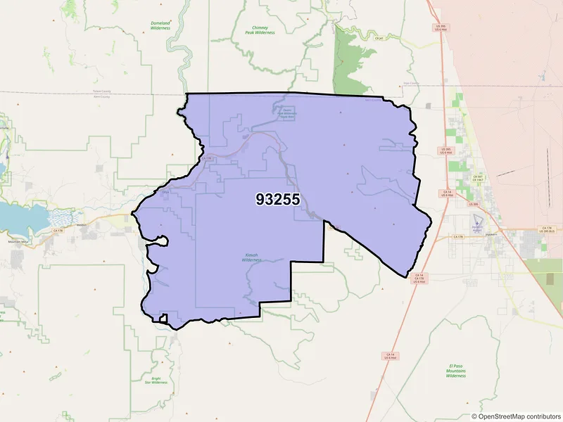 Map of ZIP Code 93255 — Onyx, CA