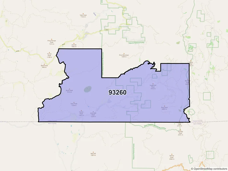 Map of ZIP Code 93260 — Posey, CA