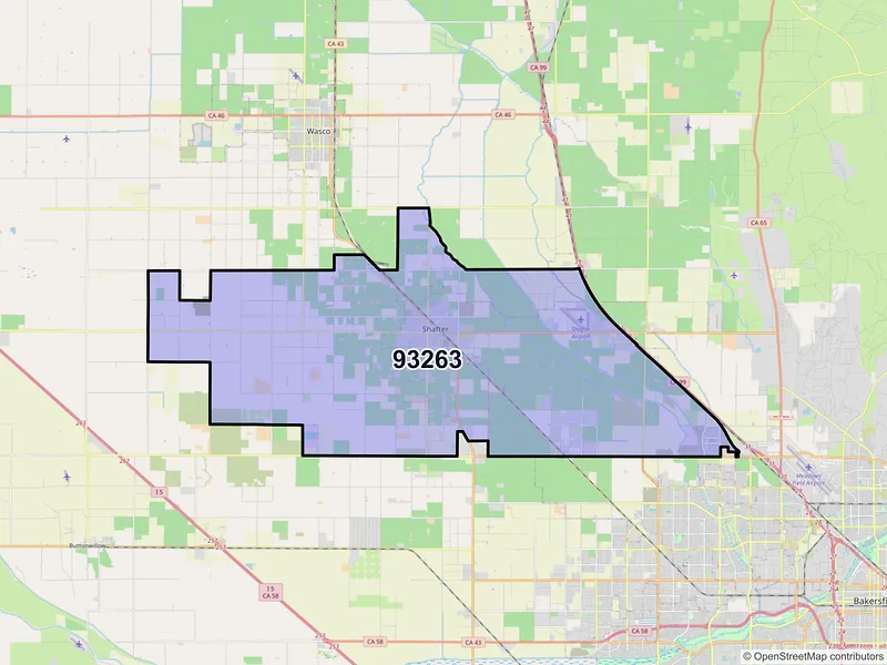 Map of ZIP Code 93263 — Shafter, CA