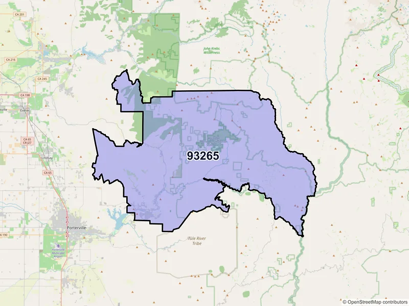 Map of ZIP Code 93265 — Springville, CA