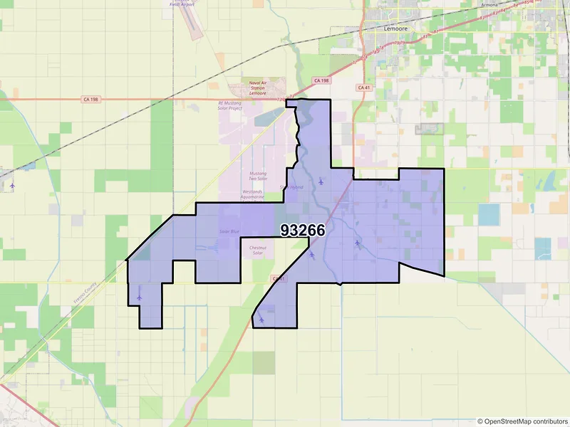 Map of ZIP Code 93266 — Stratford, CA
