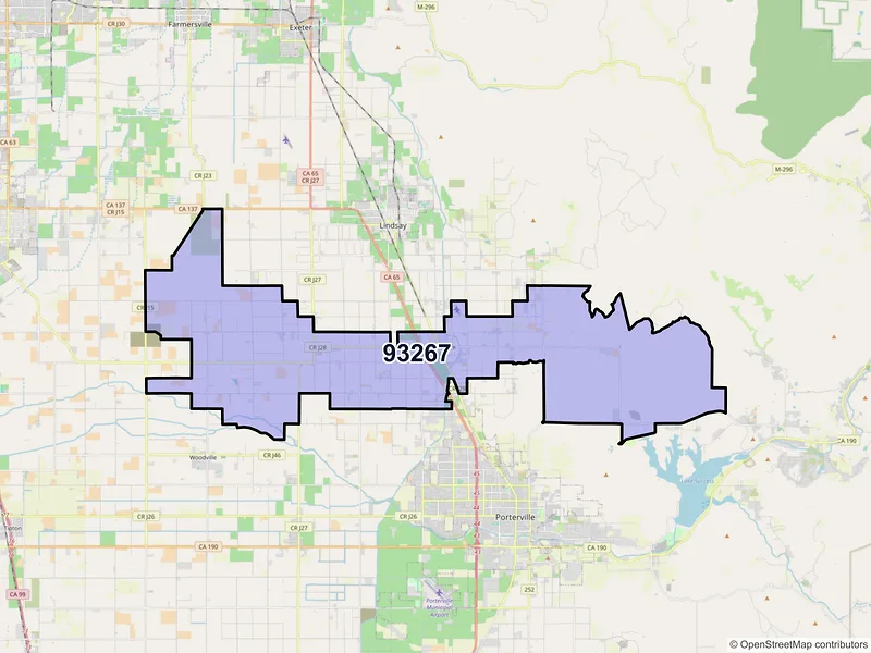 Map of ZIP Code 93267 — Strathmore, CA