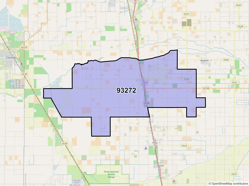 Map of ZIP Code 93272 — Tipton, CA