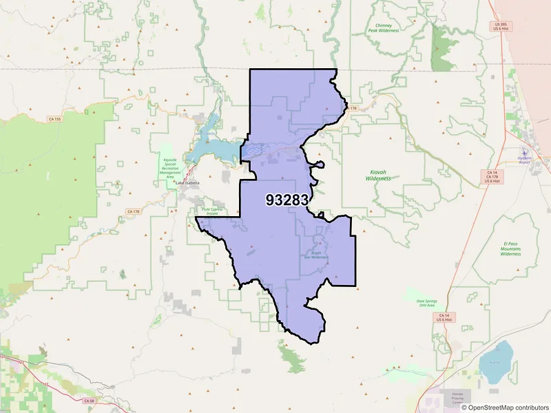 Map of ZIP Code 93283 — Weldon, CA
