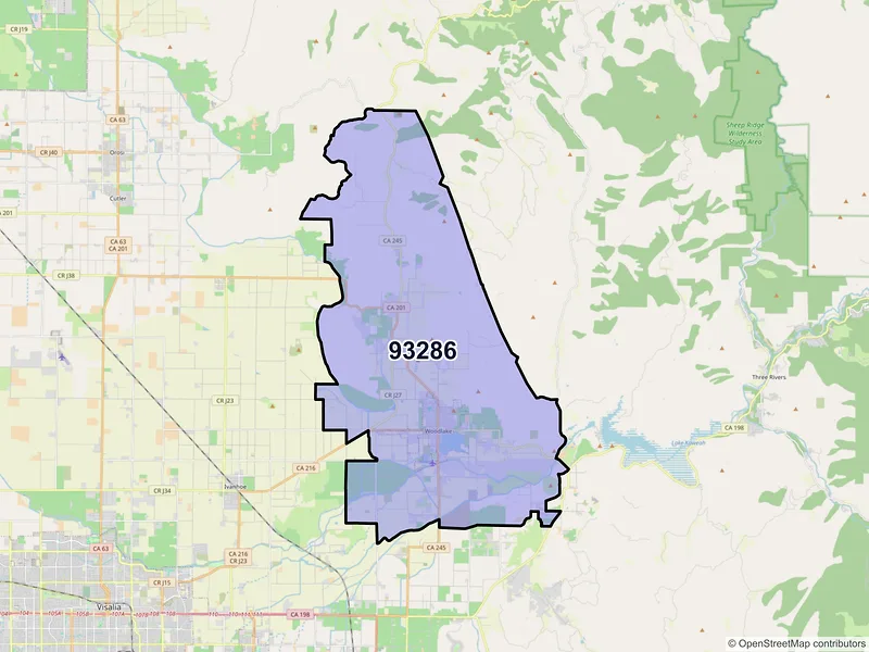 Map of ZIP Code 93286 — Woodlake, CA