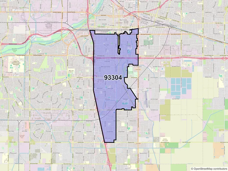 Map of ZIP Code 93304 — Bakersfield, CA