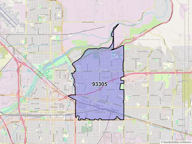 Map of ZIP Code 93305 — Bakersfield, CA