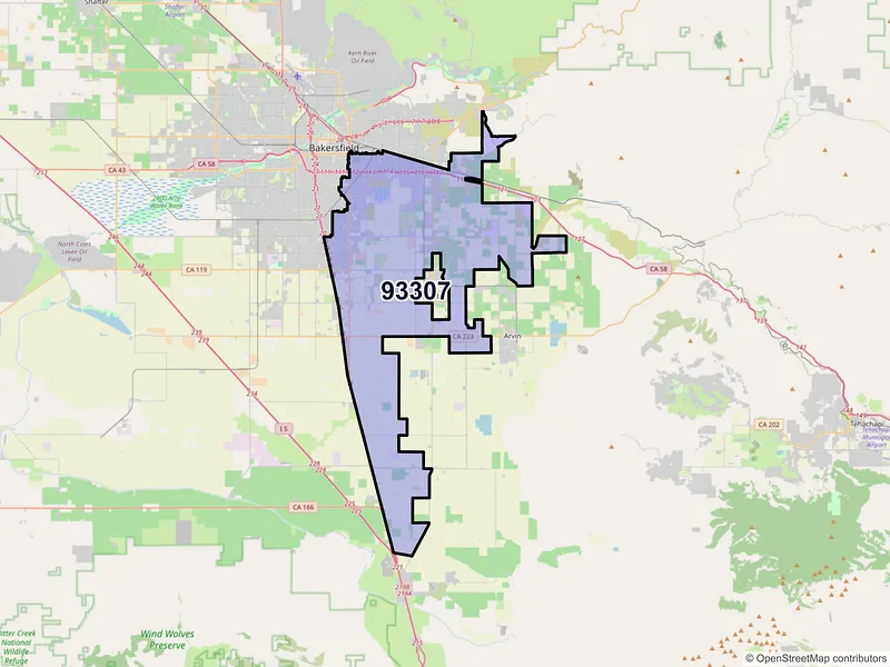 Map of ZIP Code 93307 — Bakersfield, CA