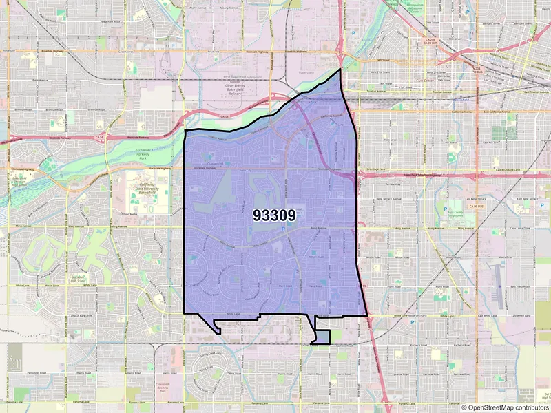 Map of ZIP Code 93309 — Bakersfield, CA