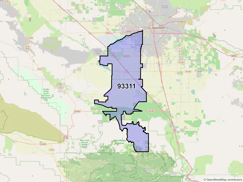Map of ZIP Code 93311 — Bakersfield, CA