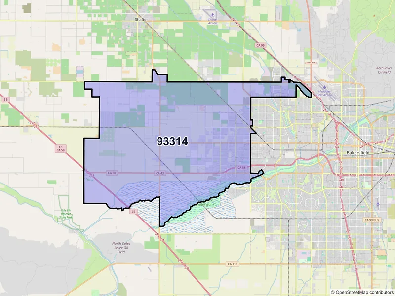 Map of ZIP Code 93314 — Bakersfield, CA