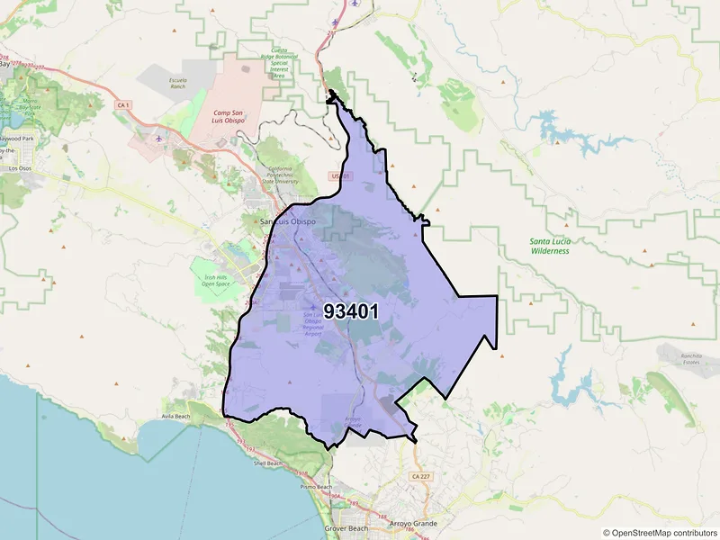 Map of ZIP Code 93401 — San Luis Obispo, CA