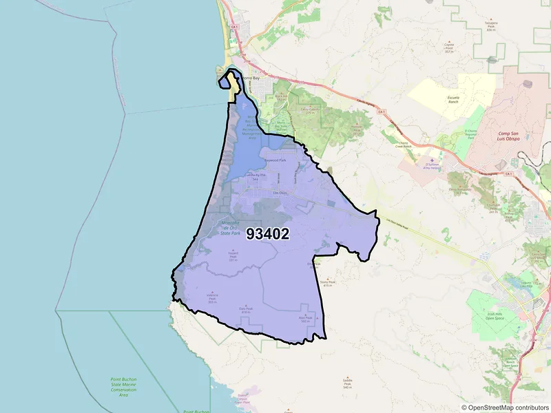 Map of ZIP Code 93402 — Los Osos, CA
