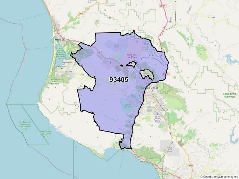 Map of ZIP Code 93405 — San Luis Obispo, CA