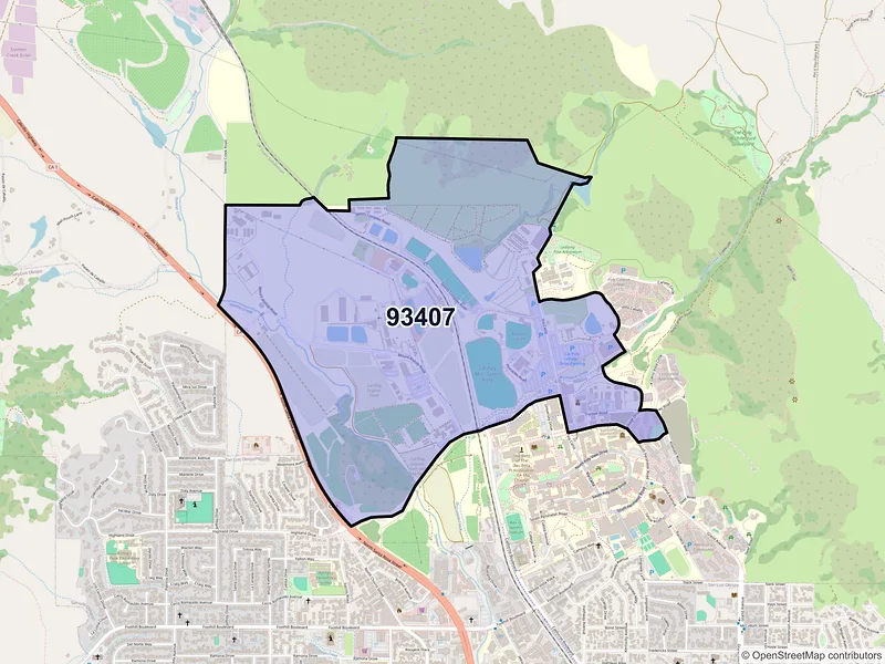 Map of ZIP Code 93407 — San Luis Obispo, CA