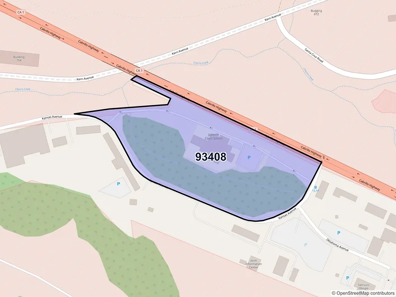 Map of ZIP Code 93408 — San Luis Obispo, CA