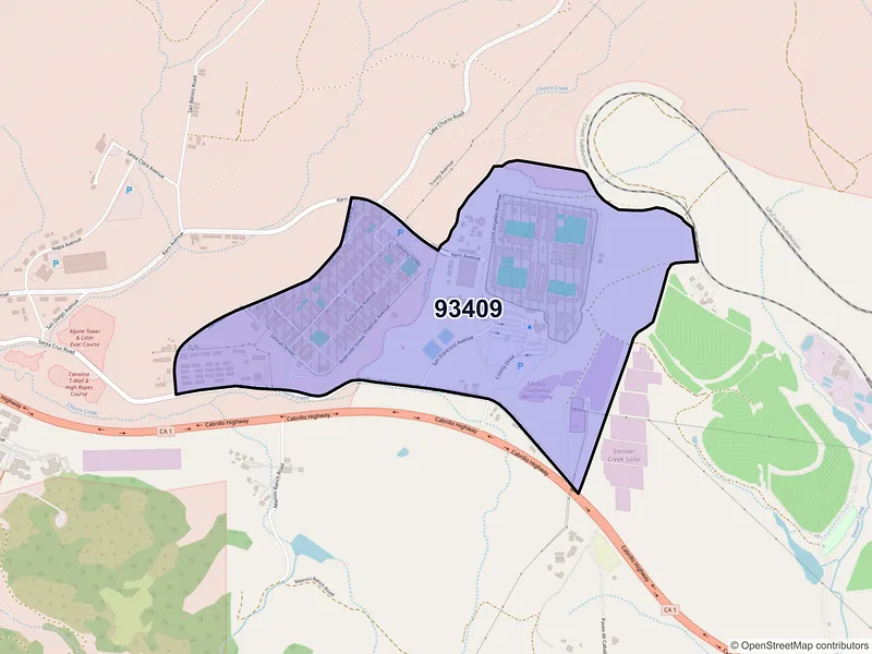 Map of ZIP Code 93409 — San Luis Obispo, CA