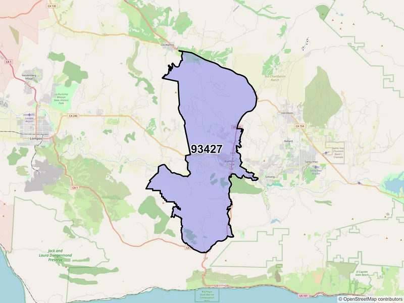 Map of ZIP Code 93427 — Buellton, CA
