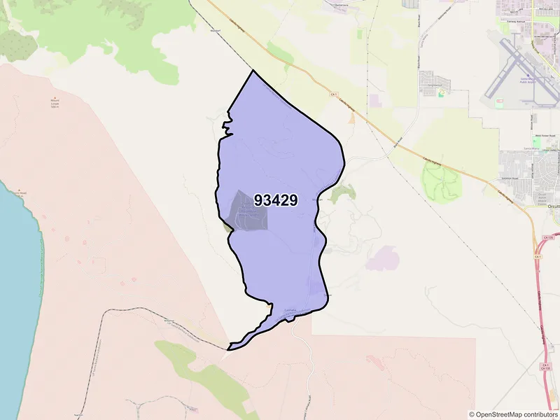 Map of Casmalia, California and ZIP codes