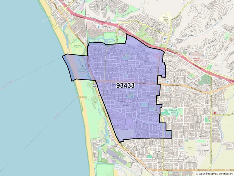 Map of ZIP Code 93433 — Grover Beach, CA