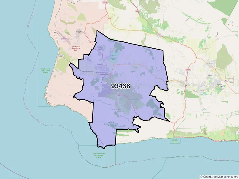 Map of ZIP Code 93436 — Lompoc, CA