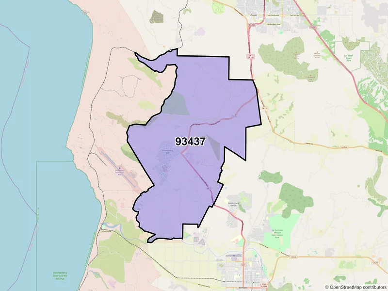 Map of ZIP Code 93437 — Lompoc, CA