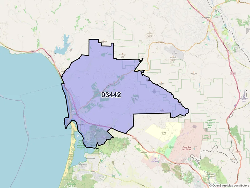 Map of ZIP Code 93442 — Morro Bay, CA