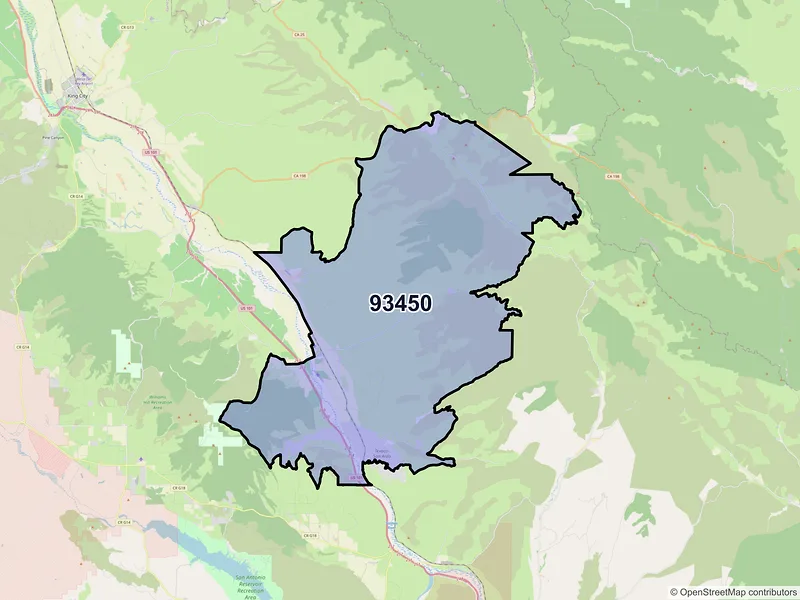 Map of ZIP Code 93450 — San Ardo, CA