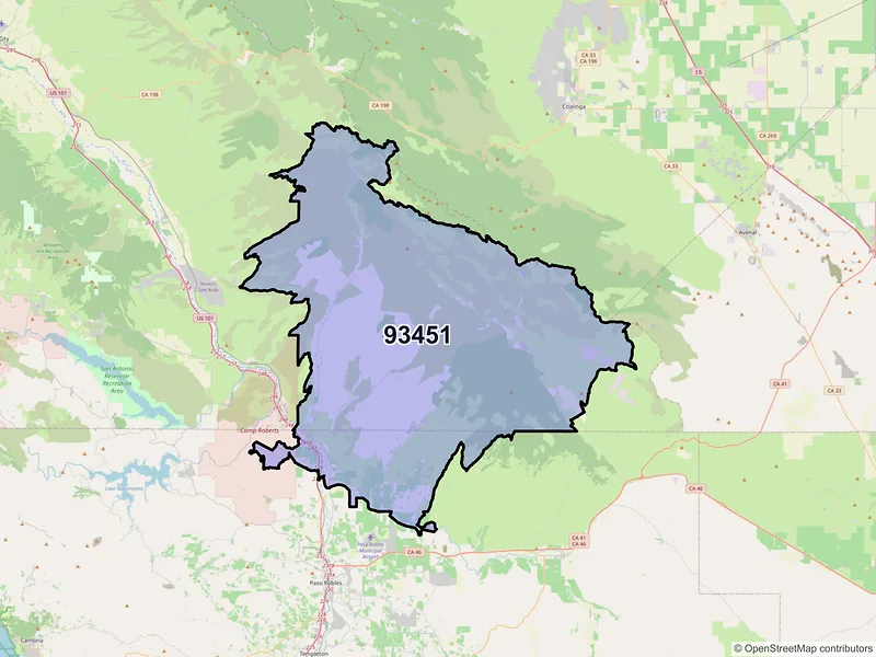 Map of ZIP Code 93451 — San Miguel, CA