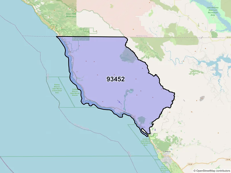 Map of ZIP Code 93452 — San Simeon, CA