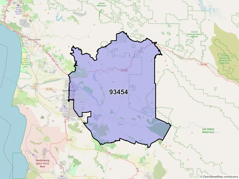 Map of ZIP Code 93454 — Santa Maria, CA
