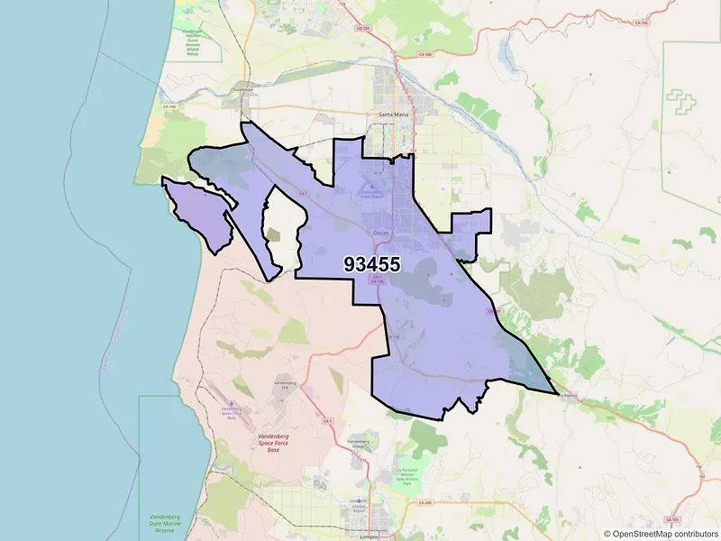 Map of ZIP Code 93455 — Santa Maria, CA