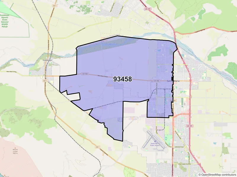 Map of ZIP Code 93458 — Santa Maria, CA