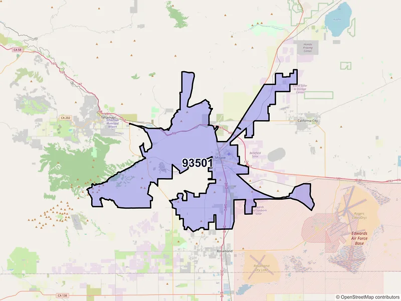 Map of ZIP Code 93501 — Mojave, CA